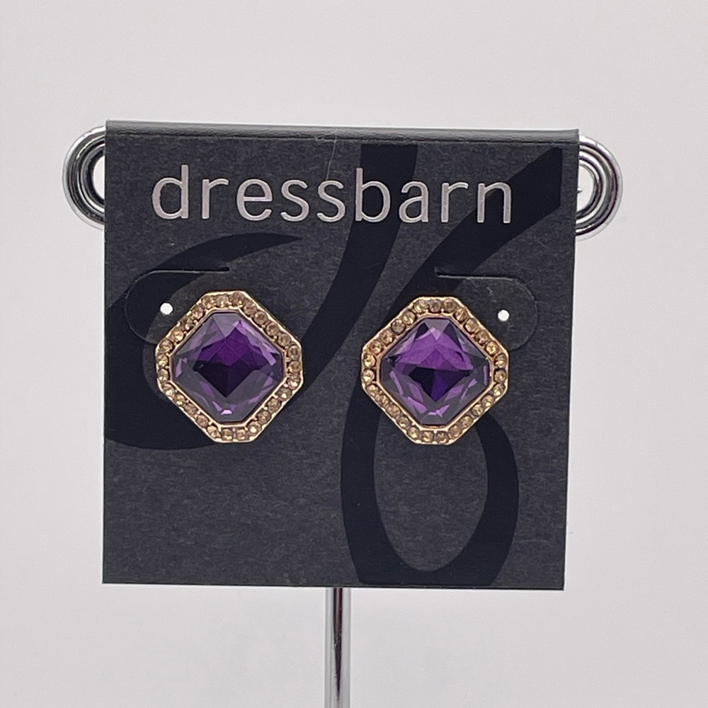 Dressbarn Square Amethyst-Colored Earrings